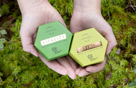 Luonkos soap sustainably packed in cartonboard